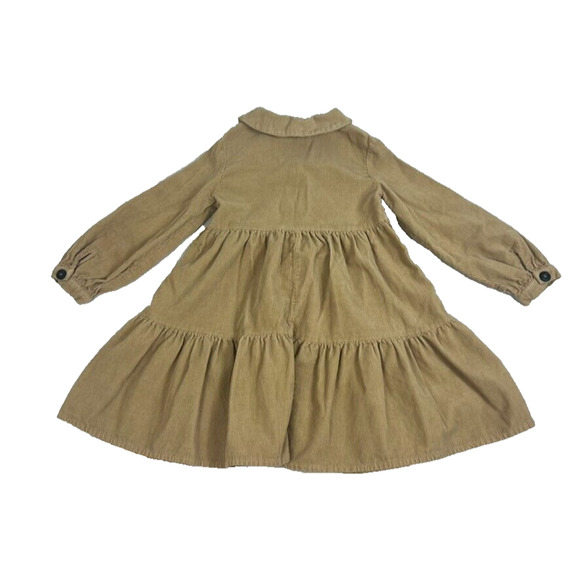 Zara Dress Kids Girls 6 Brown Corduroy Long Sleeve Button Down Tiered - Picture 2 of 6